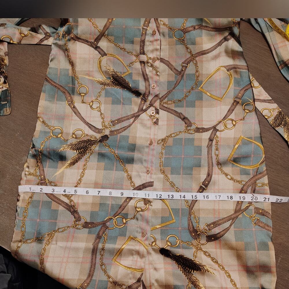 Lauren Ralph Lauren Equestrian Belt Print Shirt Dress Sz 6 - Picture 9 of 16